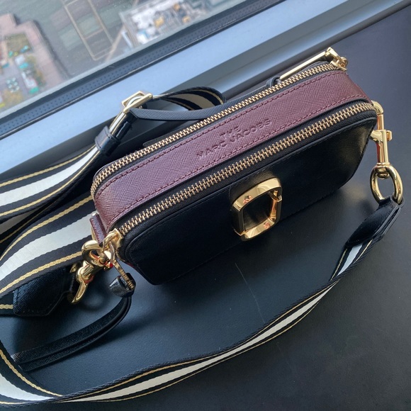 Marc Jacobs The Snapshot Leather Bag Red Black - Picture 9 of 12